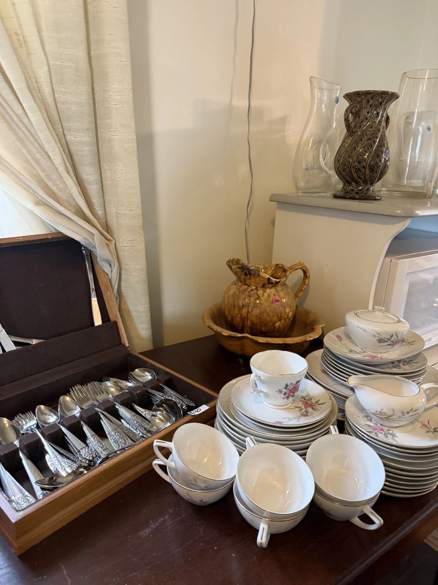 Vintage china and silverware