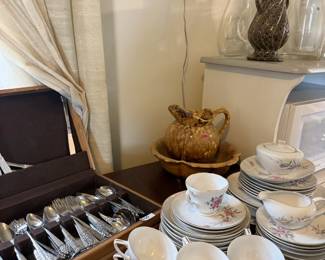 Vintage china and silverware
