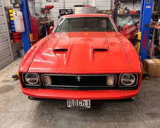 $47,500 - Beautiful 1973 Mustang Mach/2 door SportsRoof Bright Red Paint Black Knit Vinyl Bucket Seats 