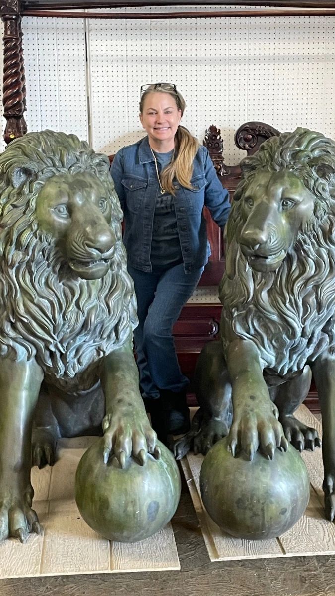 Pair of Lions, left  right South Jersey Auction