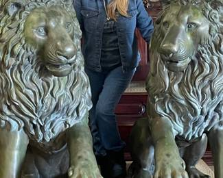 Pair of Lions, left  right South Jersey Auction