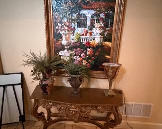 Console Table and Large Paintjng