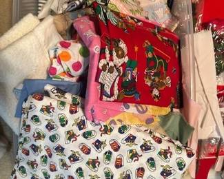 large tub of many types of fabric