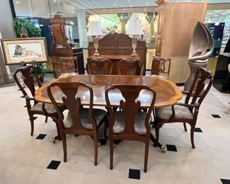 Baker table and six chairs