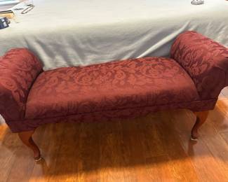 fabric floral maroon bench