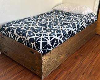 Solid wood twin stacking trundle/storage wood bed frame
