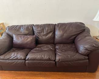 Brown leather sofa