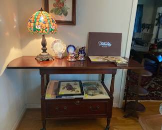 Bernhardt double drop leaf tea/bar cart on casters 56" extended, 33" L