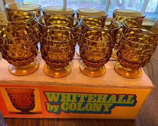 Vintage Whitehall by Colony amber cubist glasses