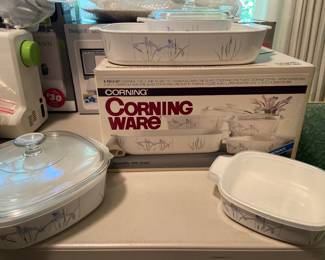 Vintage new in box Corning Ware Shadow Iris pattern