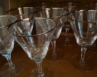 Vintage Fostoria etched wine glasses
