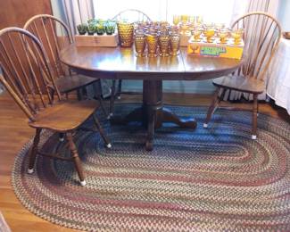 Dining table & four chairs, rug 102 1/2" x 63 1/2"
