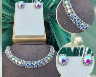 Iridescent Rhinestone Statement Jewelry