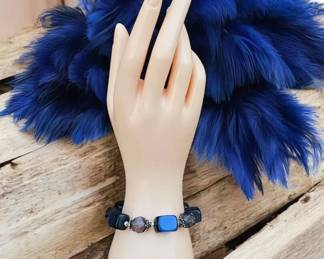 Chunky Blue Cubed Statement Bracelet