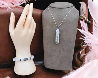 Elongated Rose Quartz Wire Wrapped Tree Of Life Necklace  Bracelet  Tested