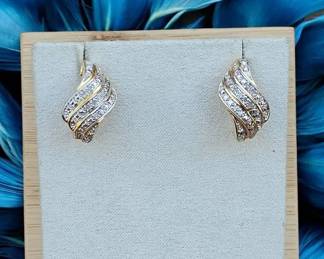 Diamond CU Heart  Swirl Cascade Earrings  Tested