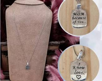 Sterling Silver 2.81 Grams  Mom Because Of You  I Know Love  Necklace  Tested