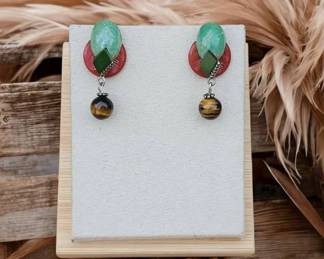 Tigers Eye And Agate MultiStone Statement Earrings  Tested