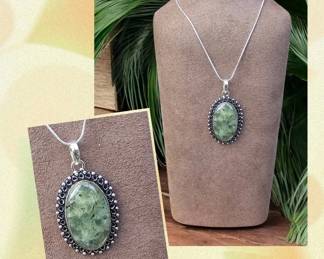 Moss Prehnite Necklace  Tested