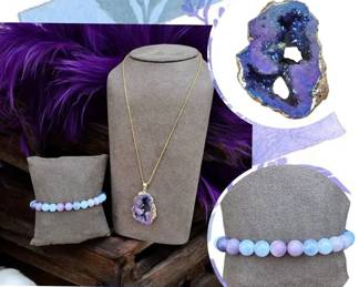 Gorgeous Titanium Druzy Necklace  Quartz Bracelet  Tested