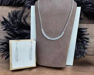 Clustered Tennis Necklace  Earring Set