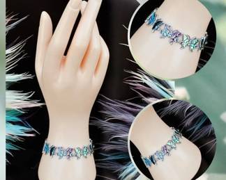 Inlaid Iridescent Abalone Shell Butterfly Bracelet