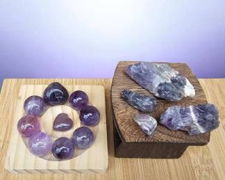 Amethyst Spheres And Raw Amethyst