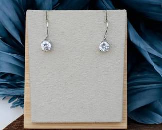 Sterling Silver CZ Drop Dangle Earrings