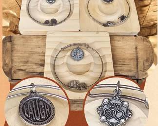 Alex And Ani  Trio Of Bracelets  Aunt, Laugh  Lighthouse