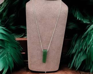 Green Jade Bar Necklace  Tested