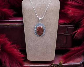 Ornate Red Jasper Necklace  Tested