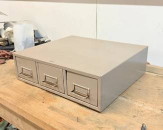 27 VintageIndustrialMetalCardFileCabinet