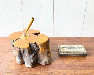 103 ExcelsiorSelfInkingStampPadAntiqueBrassPenHolder