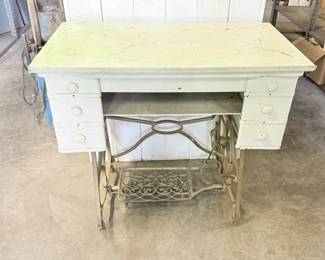 4 AntiqueSingerTreadleSewingMachineCabinetBasewMarbleTop