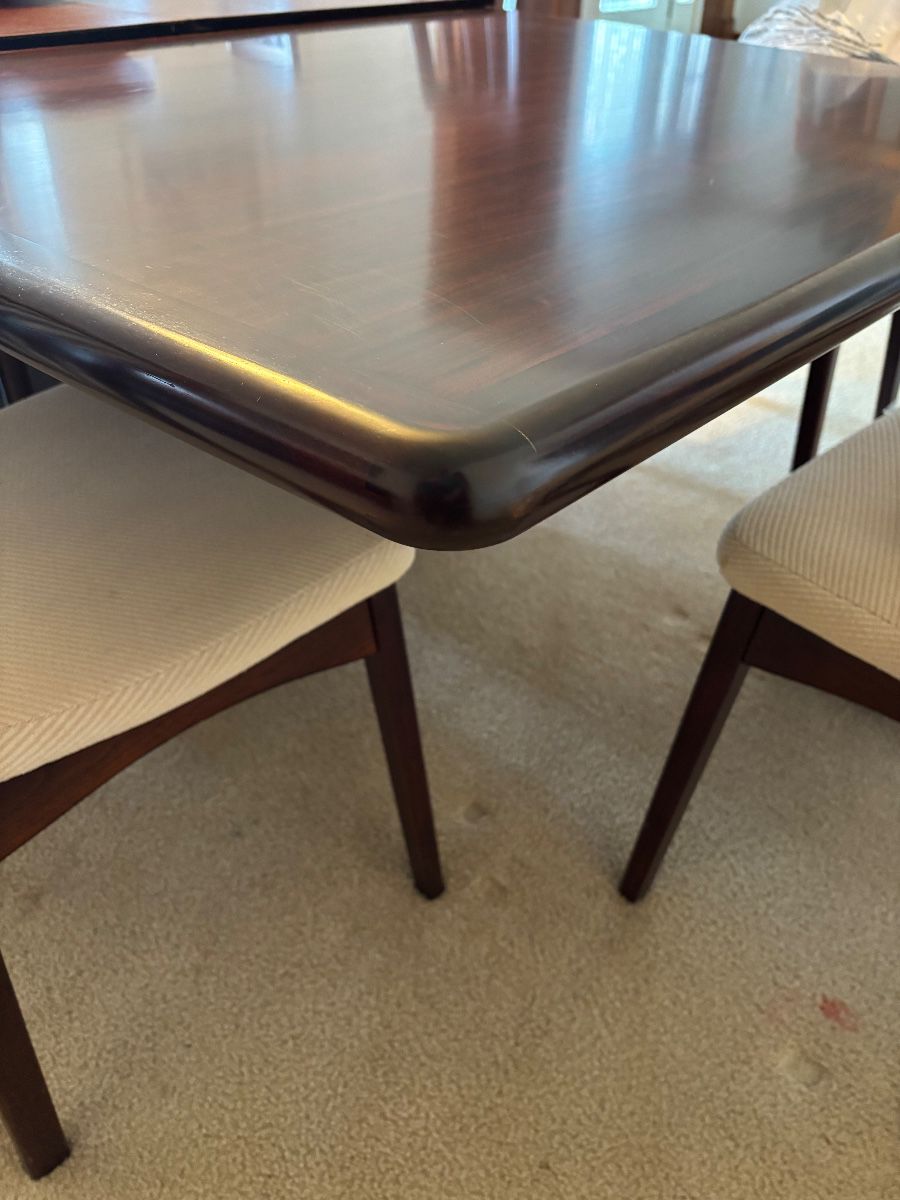 MID CENTURY MODERN DINING ROOM TABLE WITH 12 CHAIRS BY BENNY LINDEN IN VERY NICE CONDITION