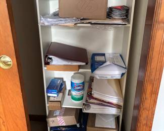 BOOKCASE AND OFFICE SUPPLIES