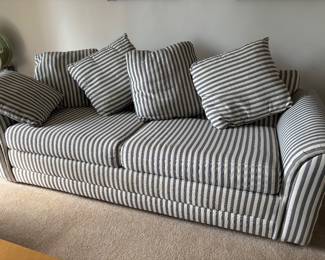 STRIPED SOFA AND MATCHING LOVESEAT