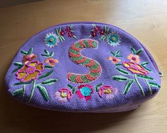 EMBROIDERED AND BEADED MAKEUP BAG - S