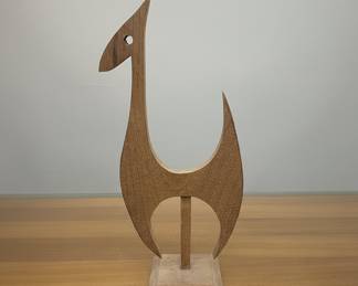 Mid-Century Modern Wood Carved Animal Sculpture (e.g., Deer, Llama, or Bird)
