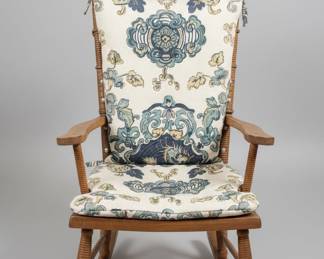 Child's Spindle Rocking Chair with Floral Cushion