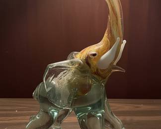 Murano Style Art Glass Elephant Figurine