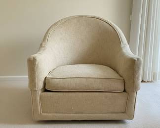Set of Two Swivel Barrel Back Armchairs