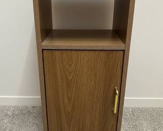 Mid-Century Modern Style Oak Veneer Nightstand with Cabinet