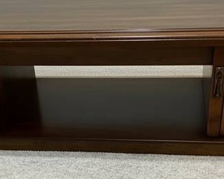 Vintage Wood Coffee Table with Cabinet Doors