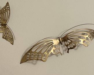 Vintage Brass Butterfly Wall Decor Set