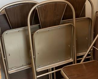 Vintage Samsonite Metal Folding Chairs with Faux Wood Grain
