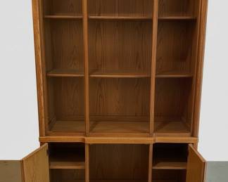Vintage Oak Dining Hutch with Parquet Doors by Thomasville