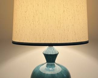 Mid-Century Teal Glazed Ceramic Ginger Jar Table Lamp
