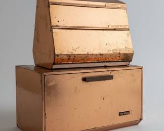 Vintage Lincoln Beautyware Copper Bread Box and Kitchen Canister Set