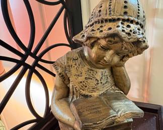 Victorian Child Reading Statue